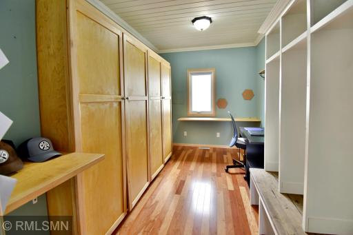 Back entry way has great storage with cabinets and cubbies!