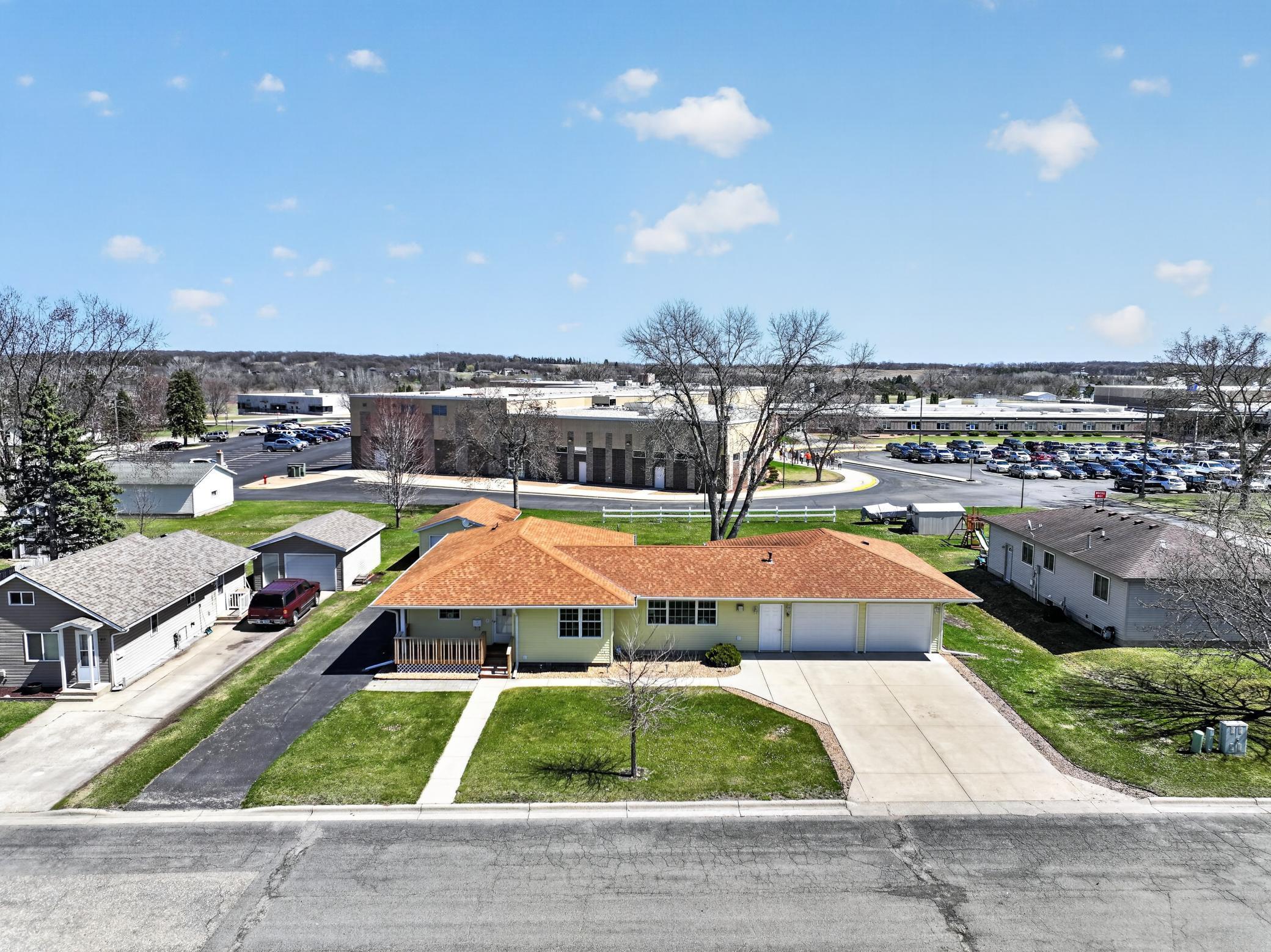 School across road in back yard