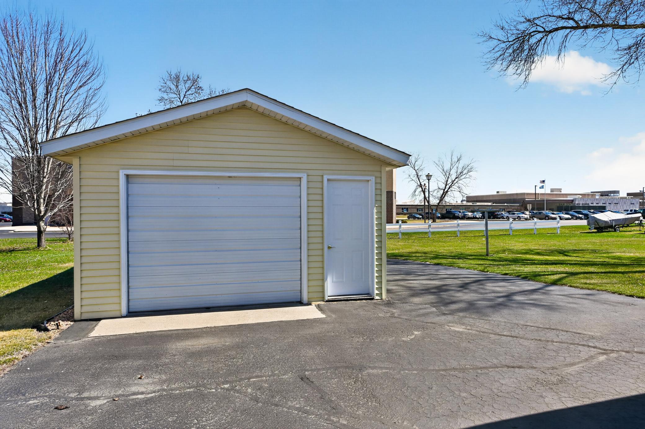Storage garage with concrete floor