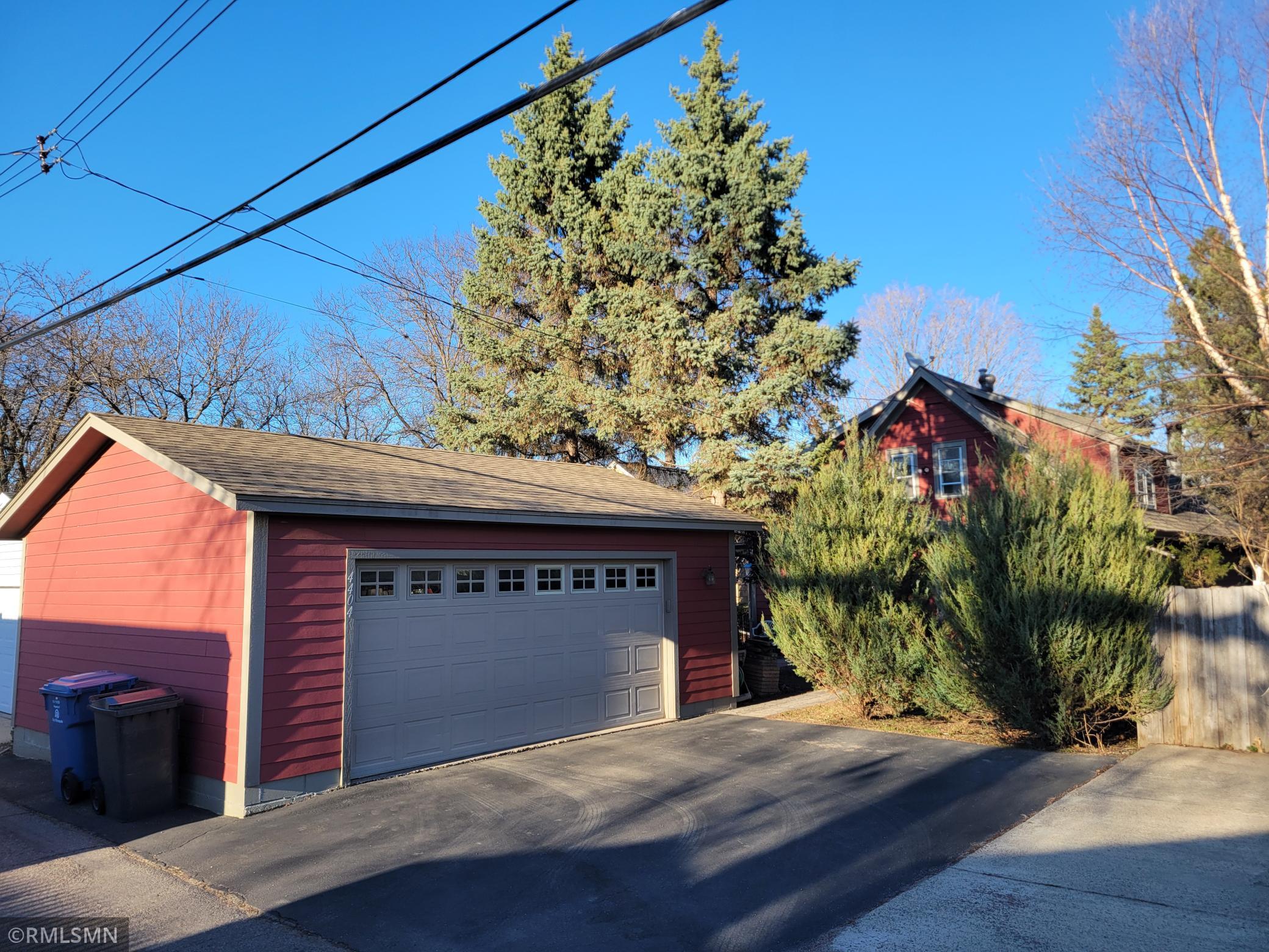 Large garage and parking area