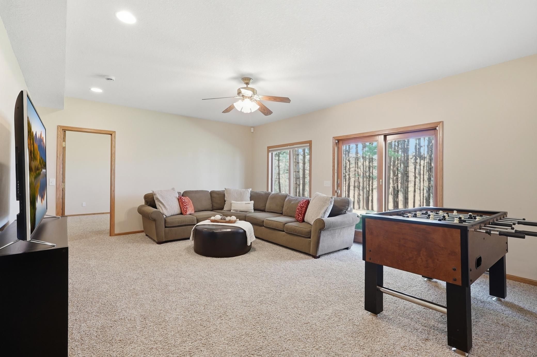 Lower Level Family Room with Walk Out Patio Door