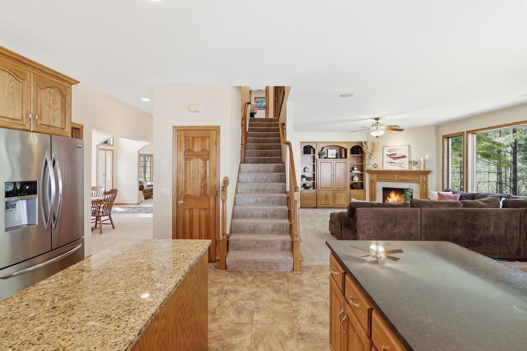 Kitchen view of Living room and formal dining room