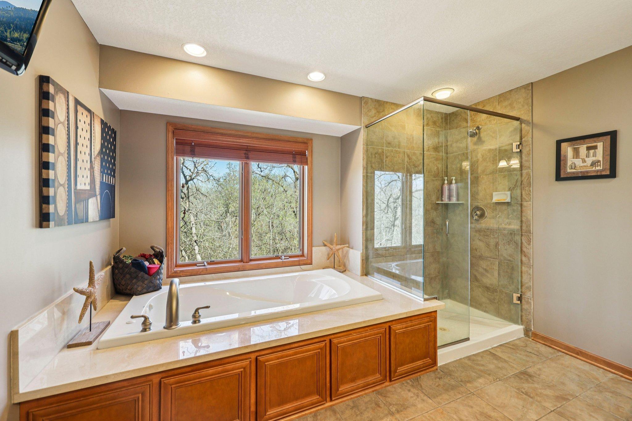 Primary bath with separate tub shower