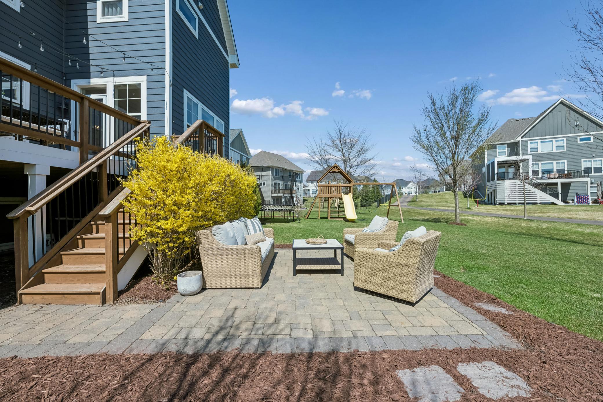 Patio and plenty of green space