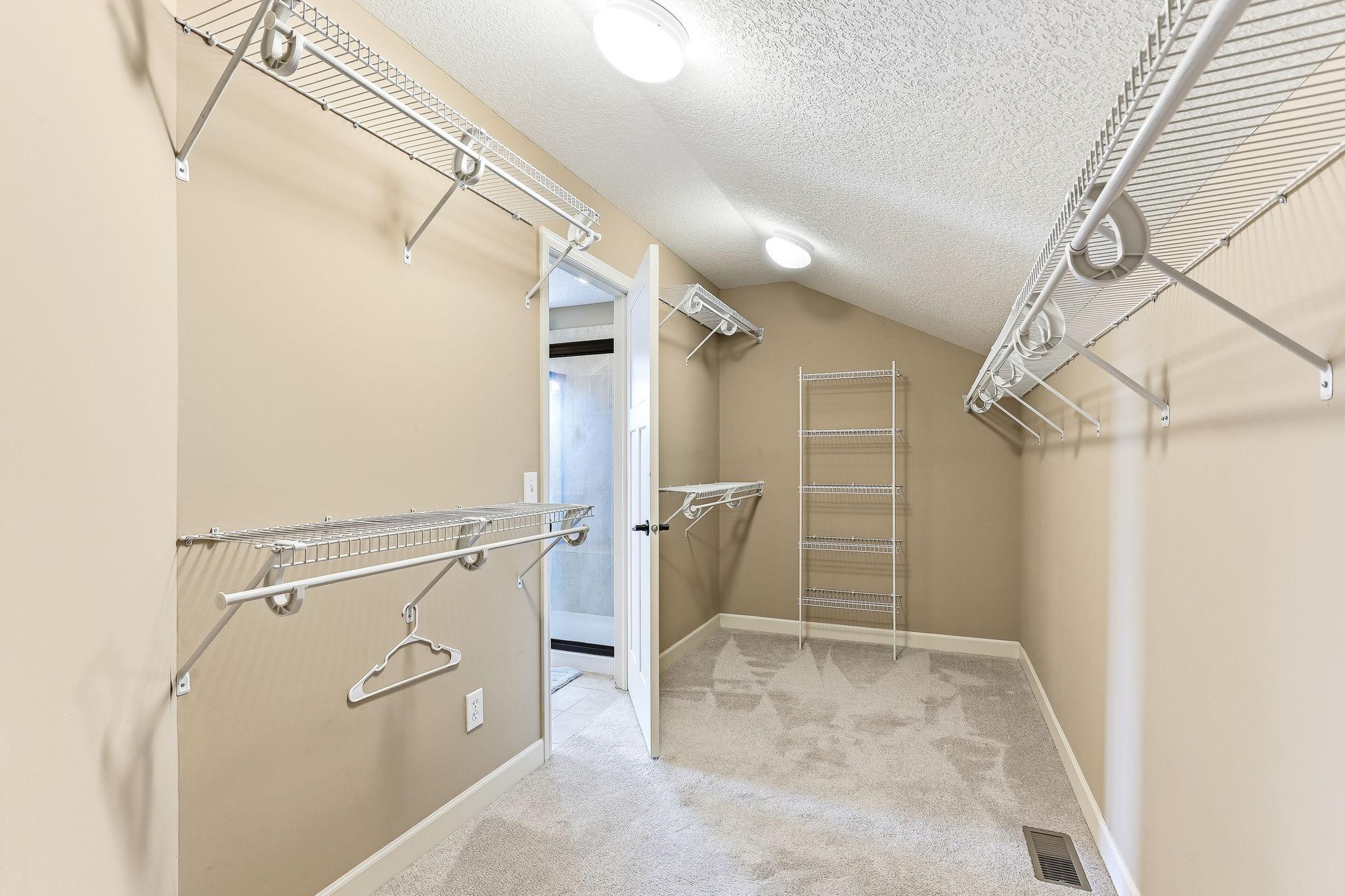 Walk in closet of master bedroom