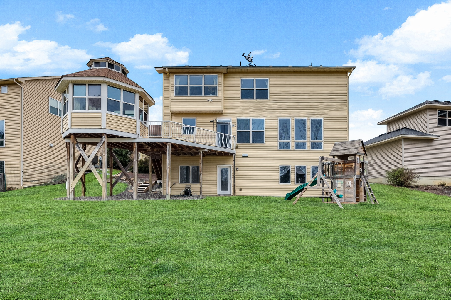 private backyard and pond