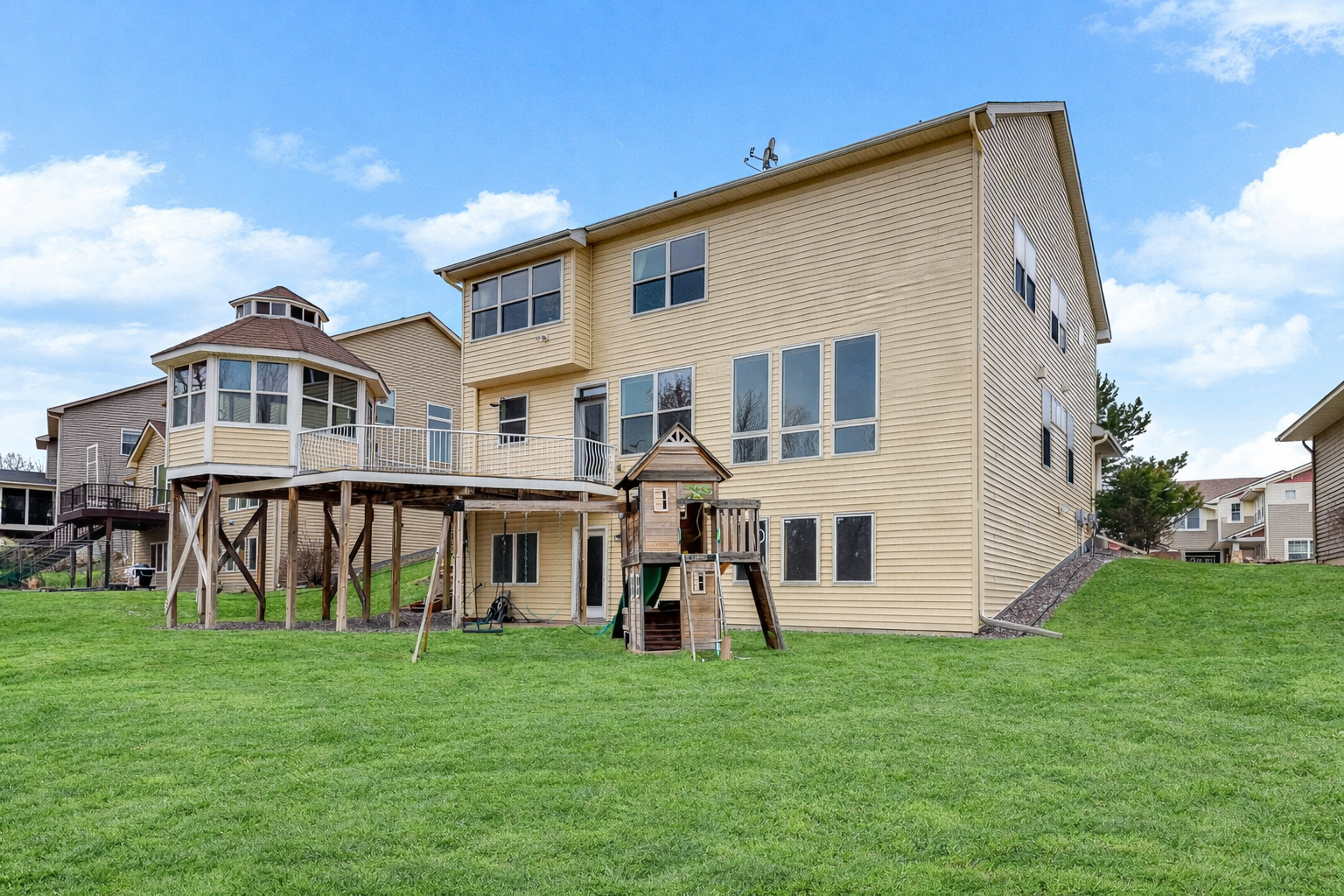 private backyard and pond