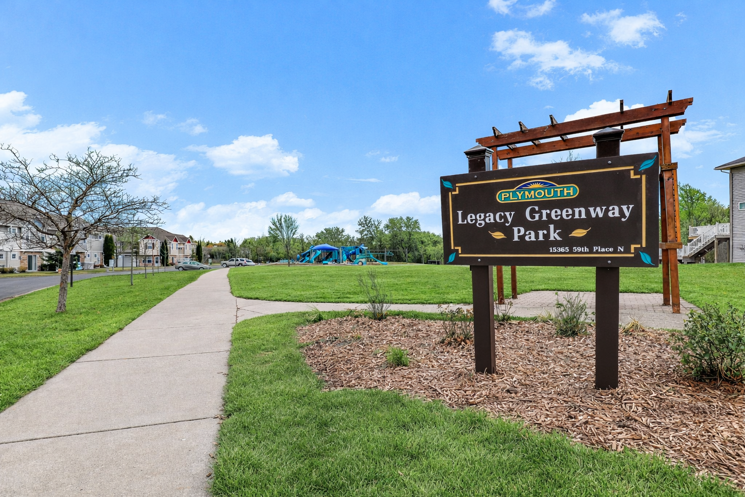neighborhood park leading for a 4 miles trail