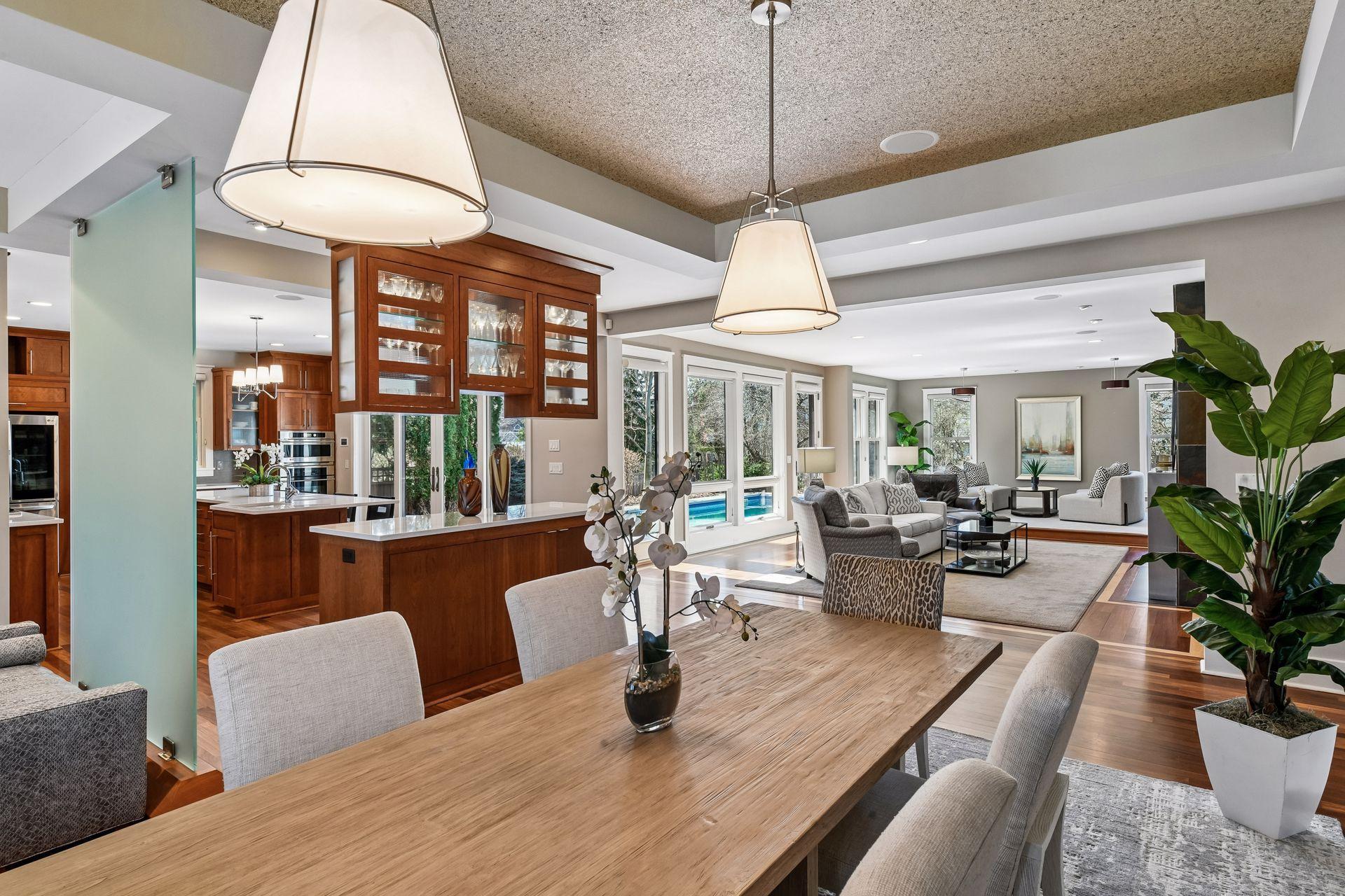 Spacious open main floor flows to private back yard