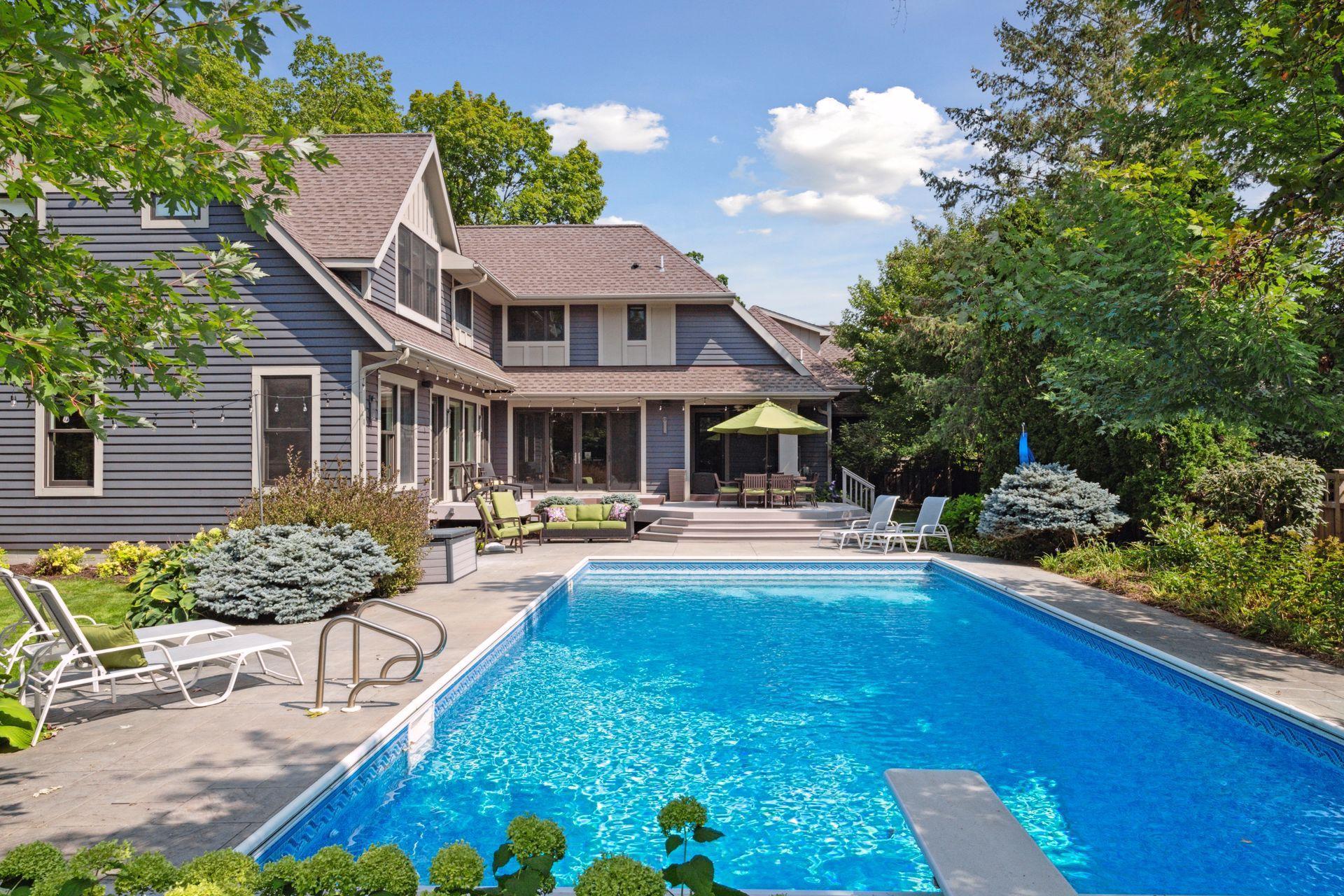 90ft. wide lot is private and quiet