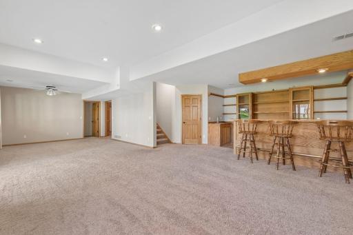 Large family room has room for a games area or pool table