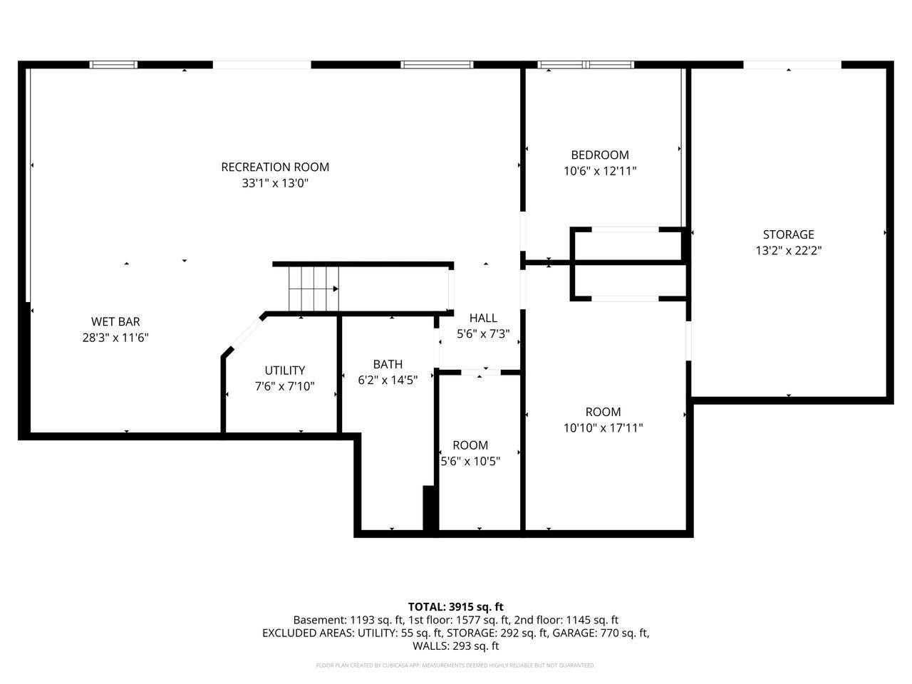Floor plan of lower level.