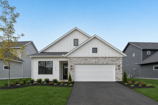 Robert Thomas Homes presents the Eveleth Patio Plan. This home is COMPLETED AND READY TO GO! *Image may include AI-generated or digitally enhanced landscaping for illustrative purposes only.