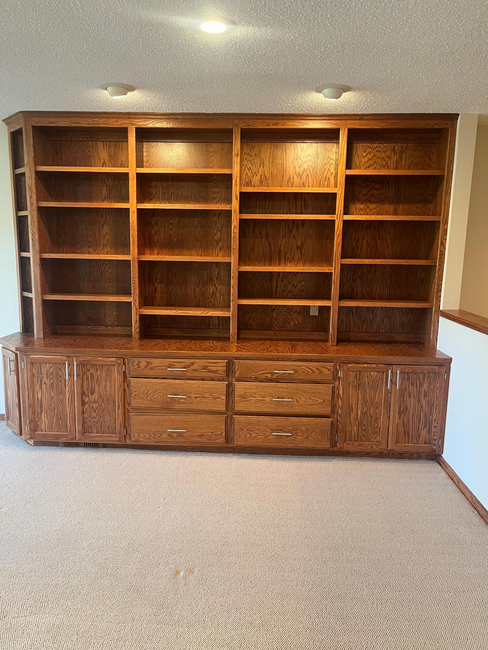 Lower Level Family Room Built in Natural Woodwork