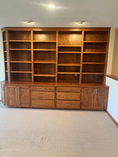 Lower Level Family Room Built in Natural Woodwork