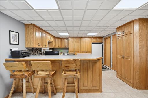 There is so much great oak cabinetry in this space.