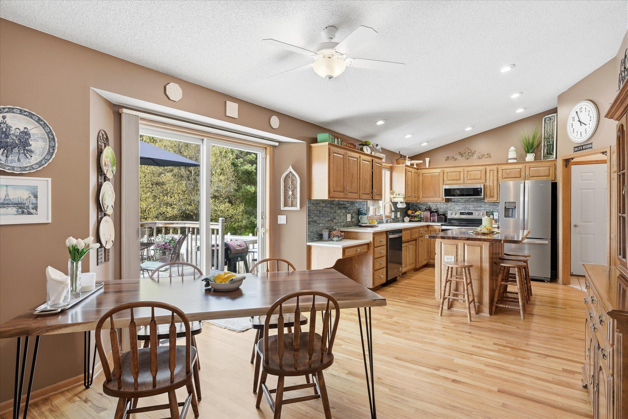 The white door in the background of this image leads to the attached garage.