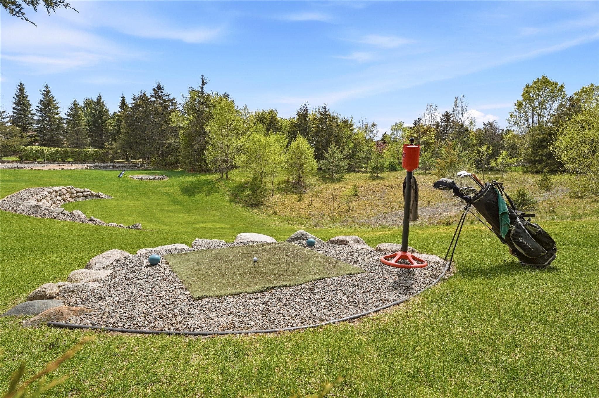 Here is the "long game" tee box, and it even has a ball cleaner!