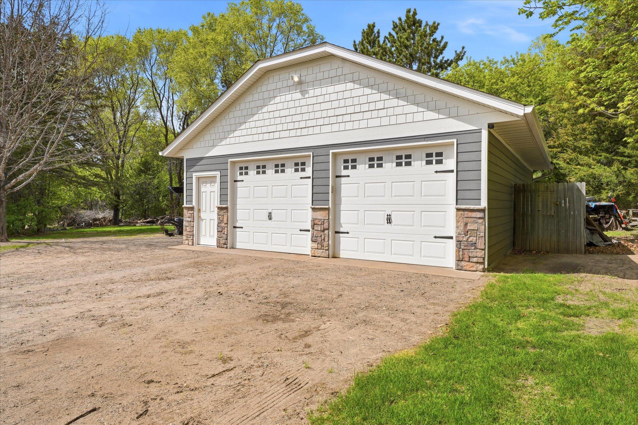 There is an extra fenced-in strorage area next to the building. And the building had new siding, stone, roofing, gutters all installed in 2024.