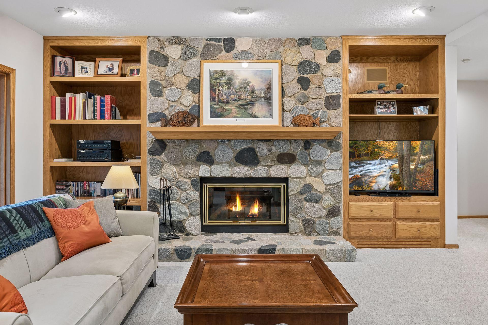 Impresive wood burning fireplace