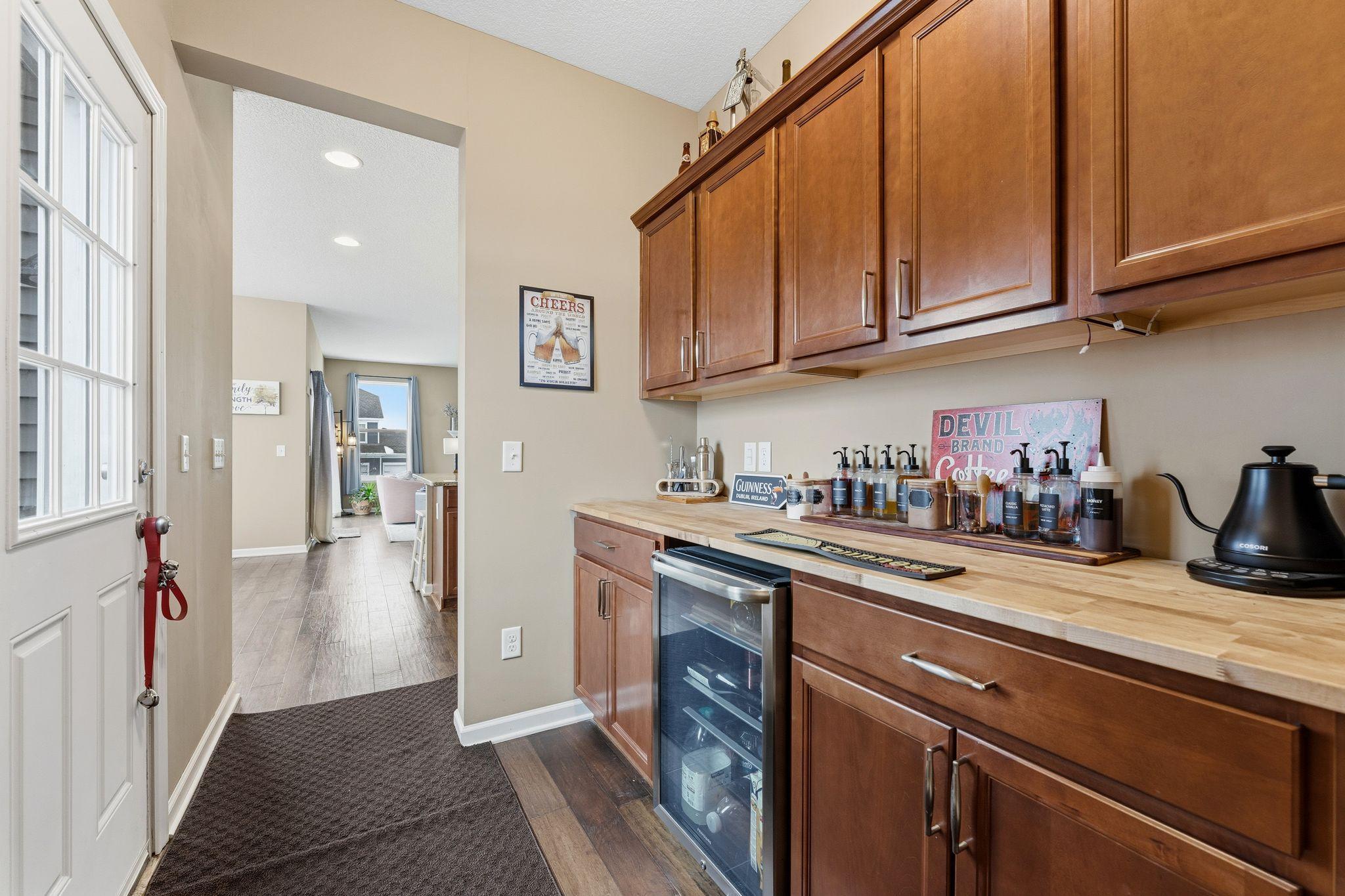 Custom bar area off kitchen