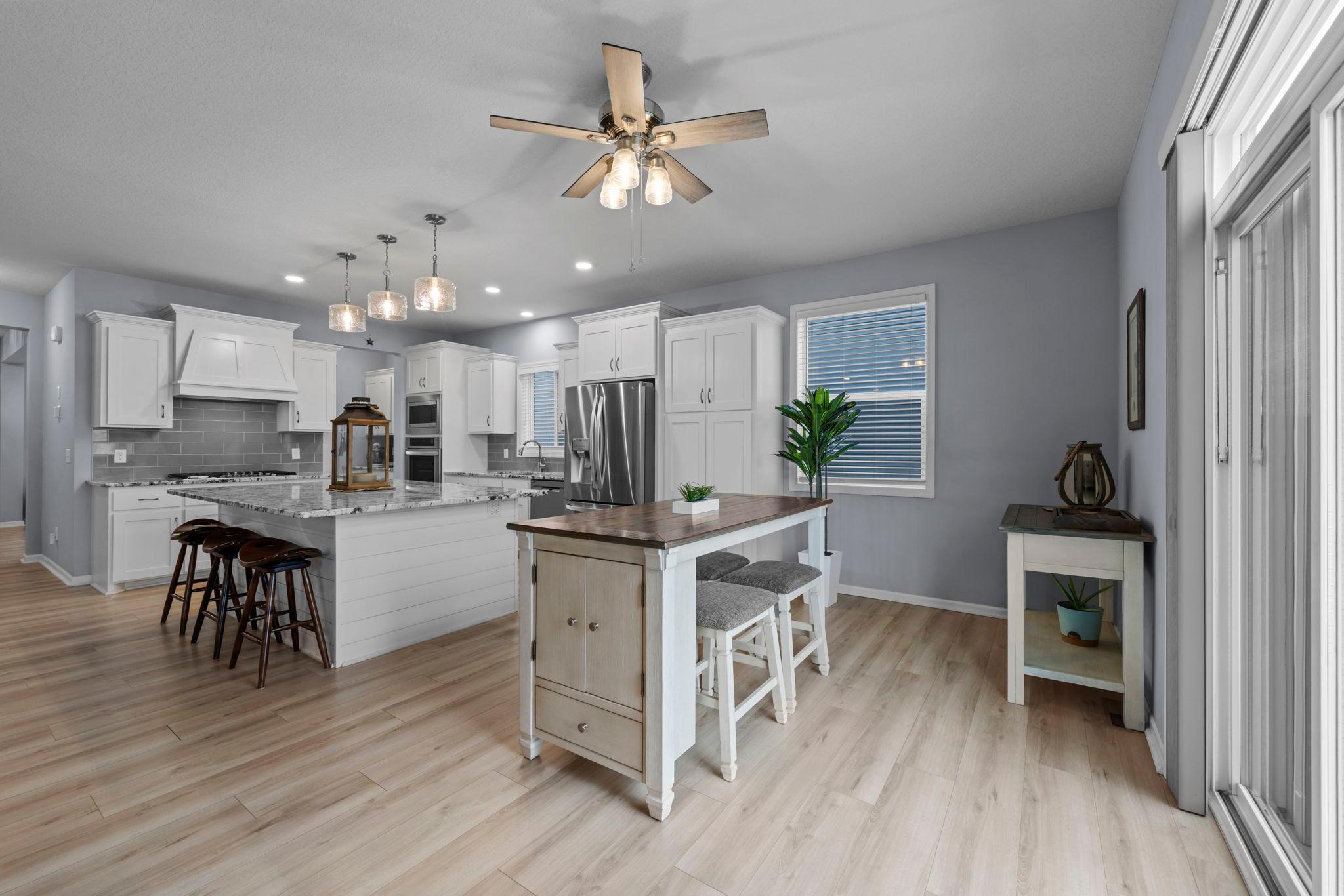 Informal Dining Room with ceiling fan.