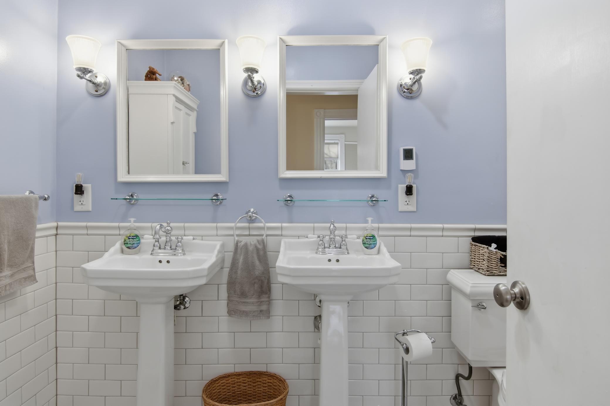 Upper level bathroom heated floor and clawfoot tub