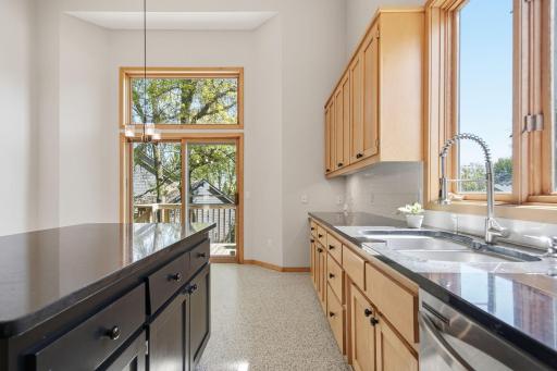 Ample counter space makes this kitchen ideal for cooking and entertaining.