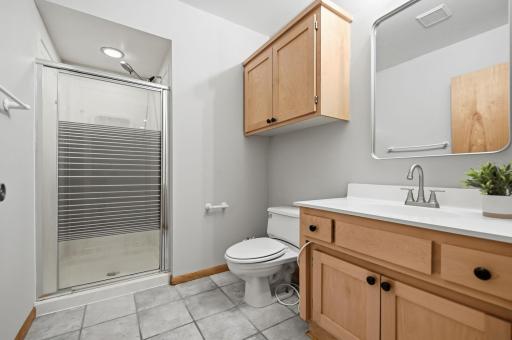 Lower-level three-quarter bathroom.