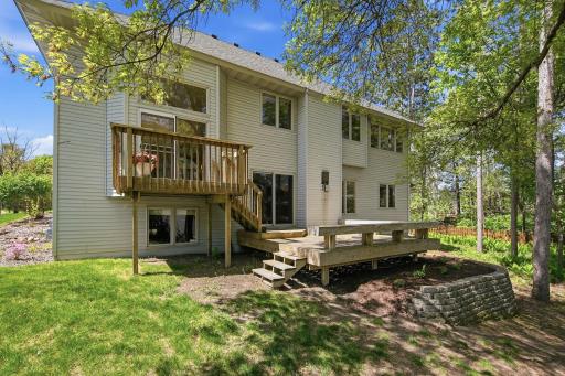 The two-tiered deck is ideal for entertaining.
