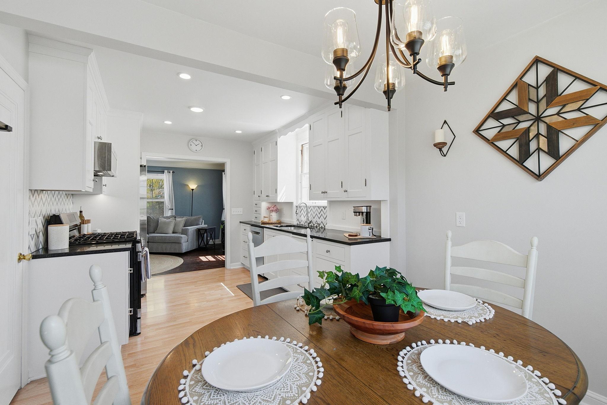 Flow to the living room, kitchen to backyard.