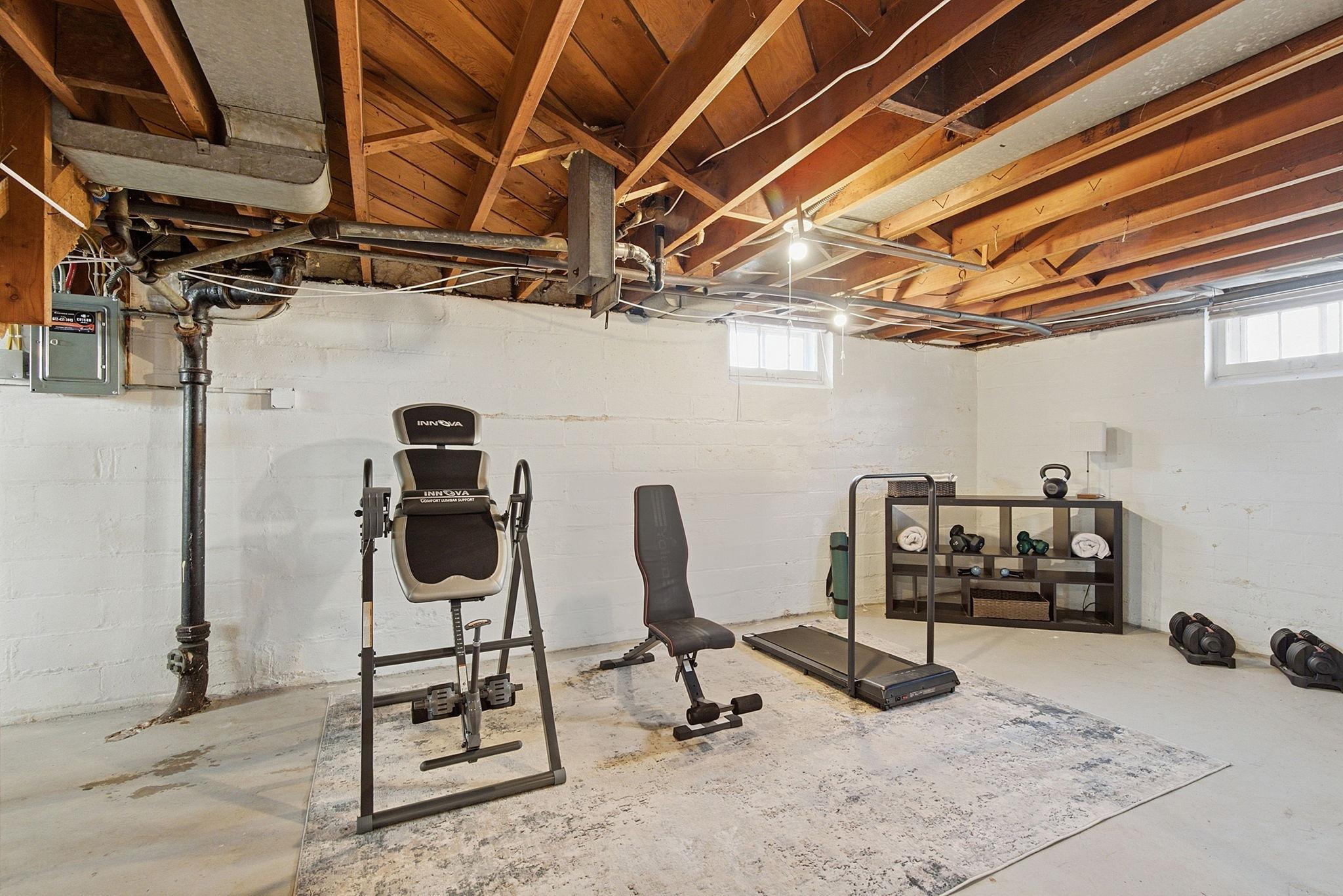 Unfinished lower level.