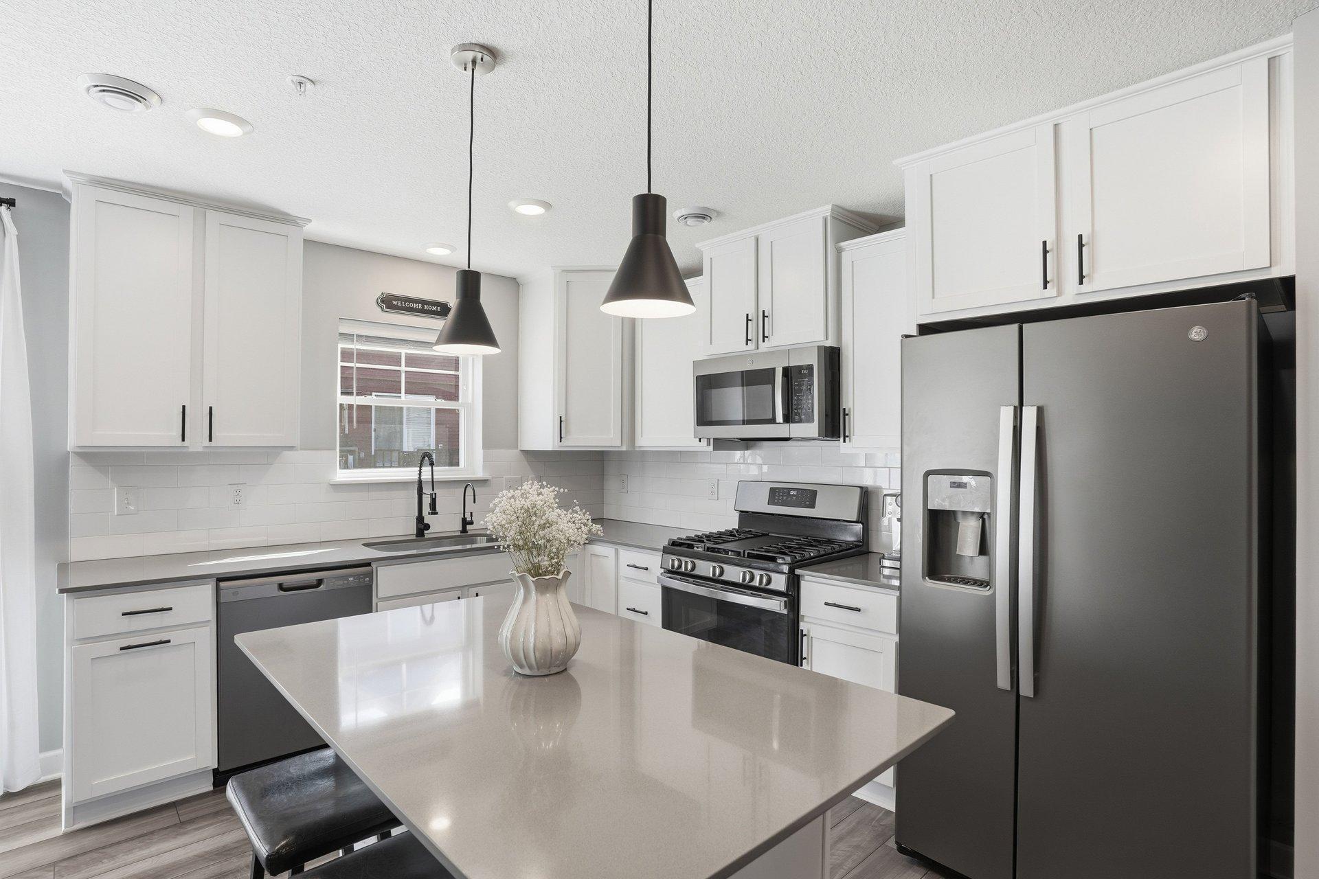 Quartz island is great for cooking and entertaining alike.