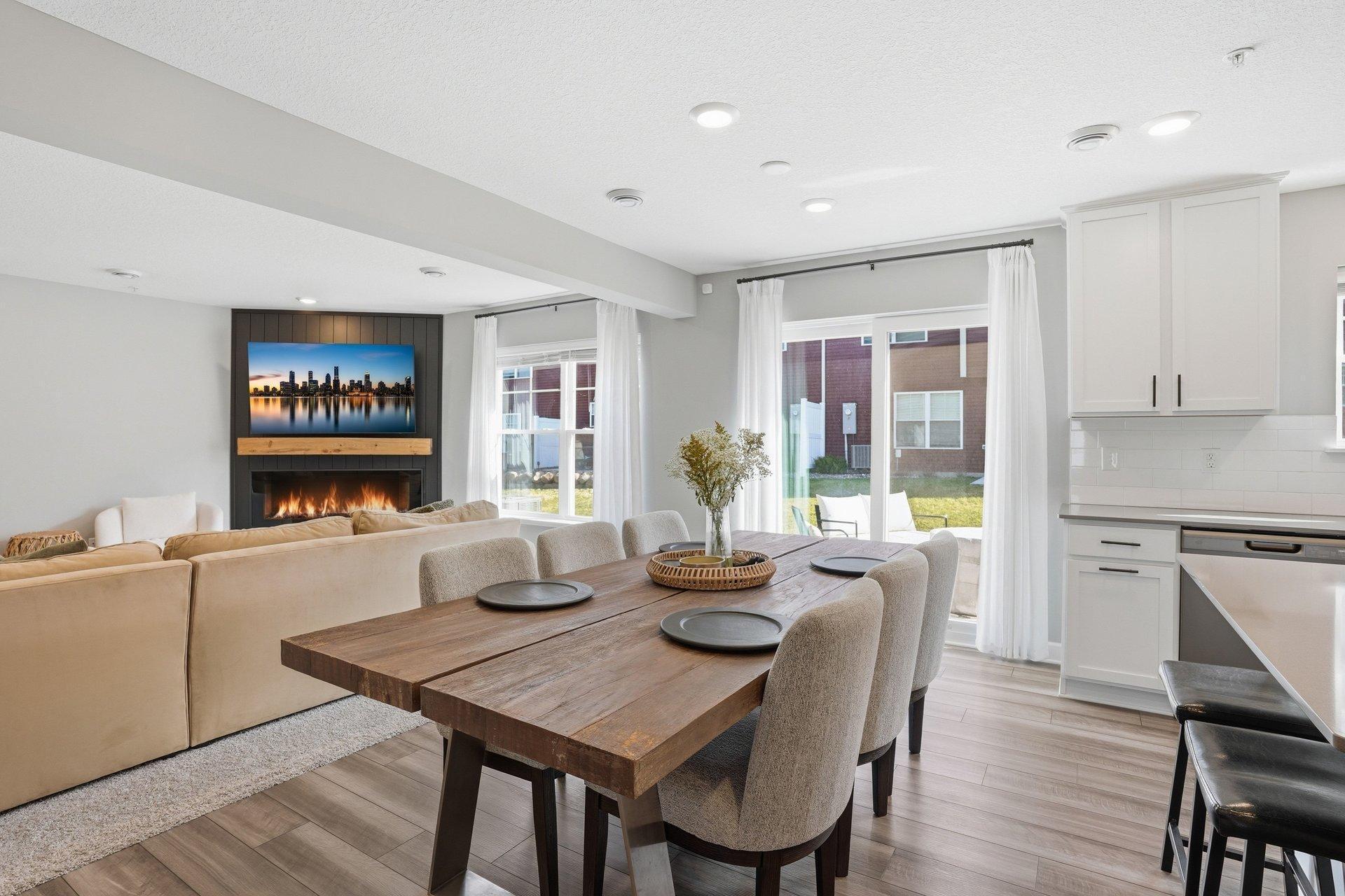 Large dining space between kitchen and family room is great for entertaining.