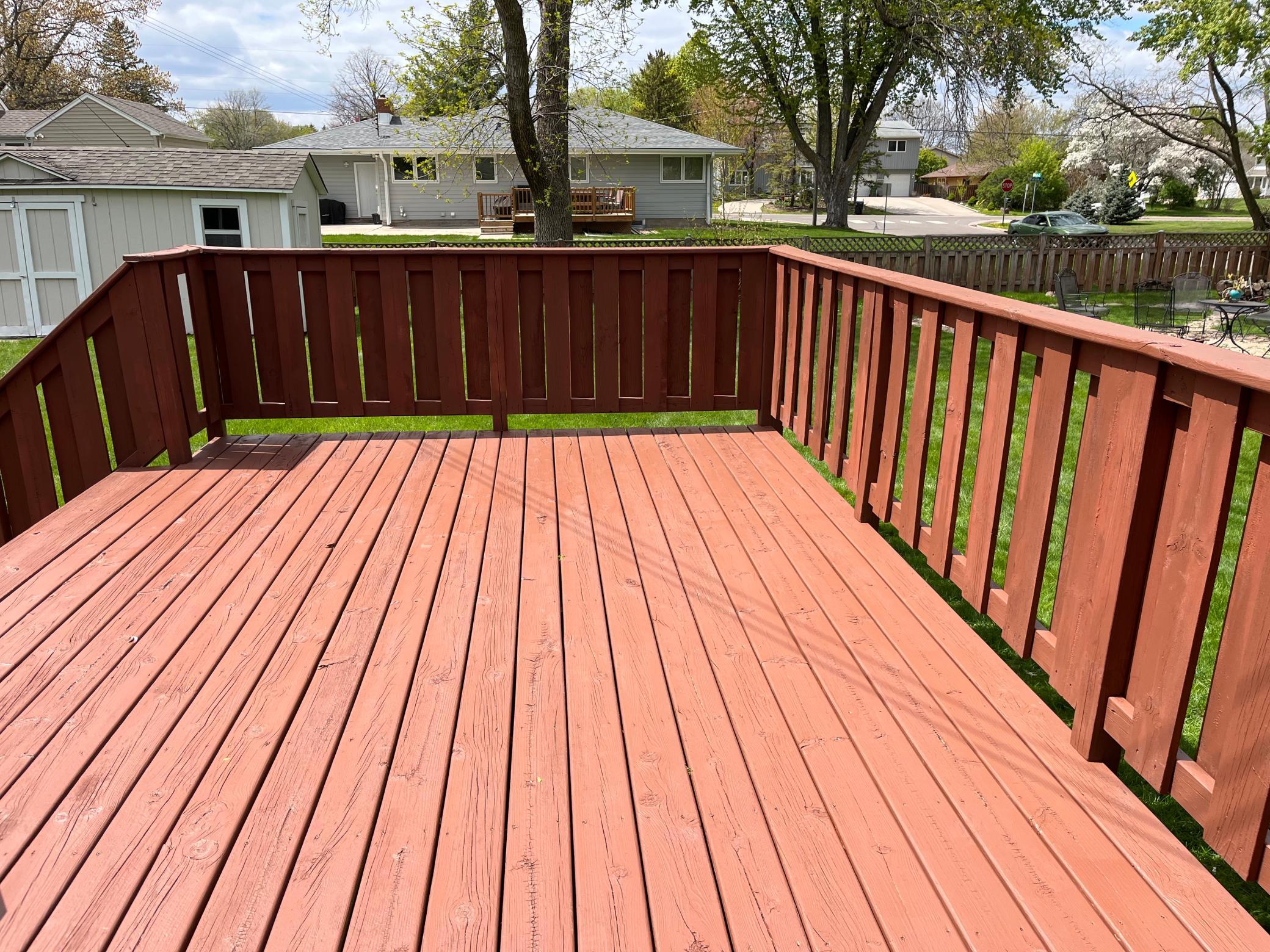 This generous deck was just re-stained