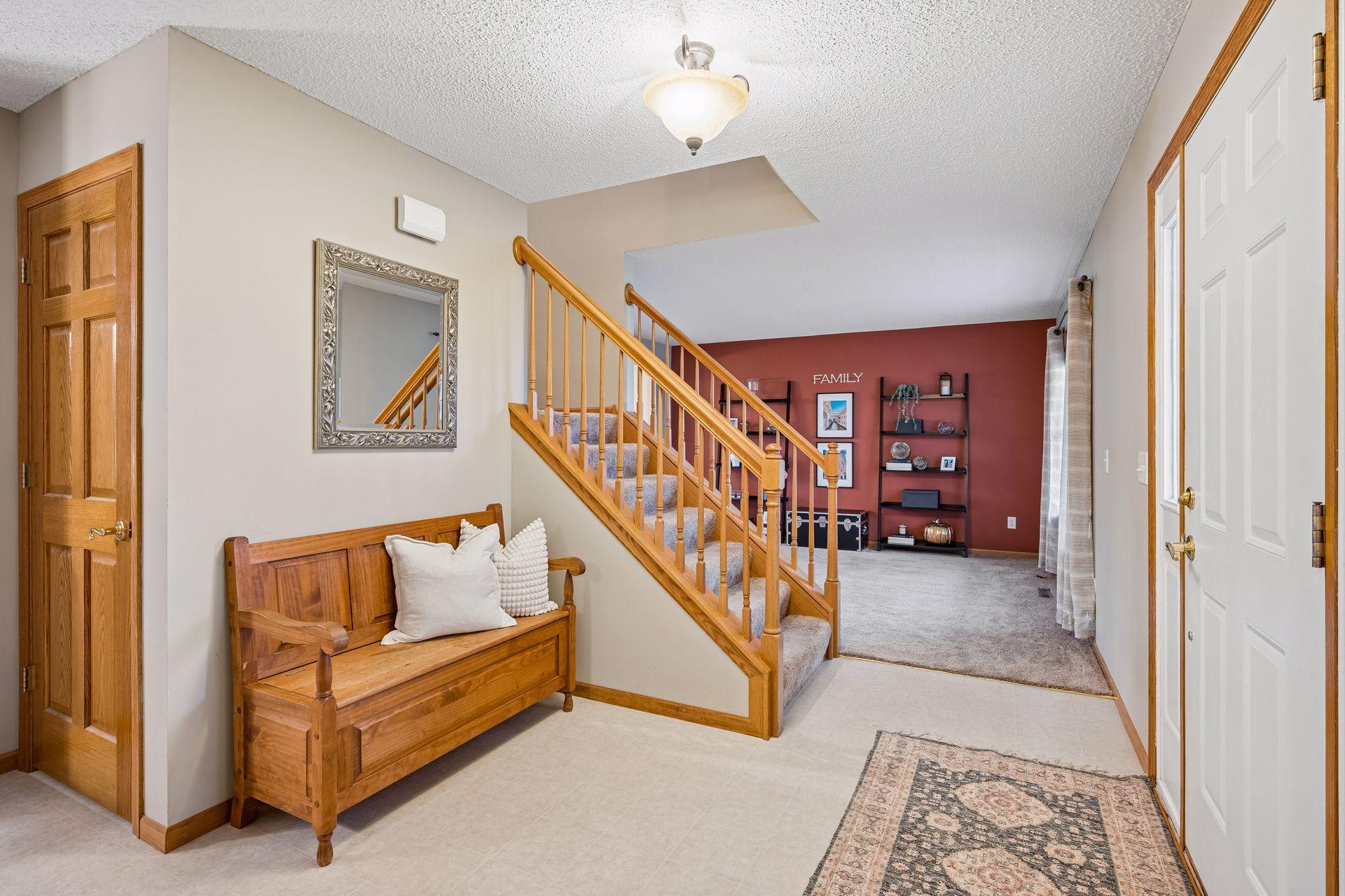Nicely sized foyer with convenient coat closet