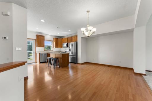 Dining area, kitchen and living room flow seamlessly together