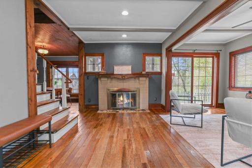 Cozy up to the wood-burning fireplace on chilly nights