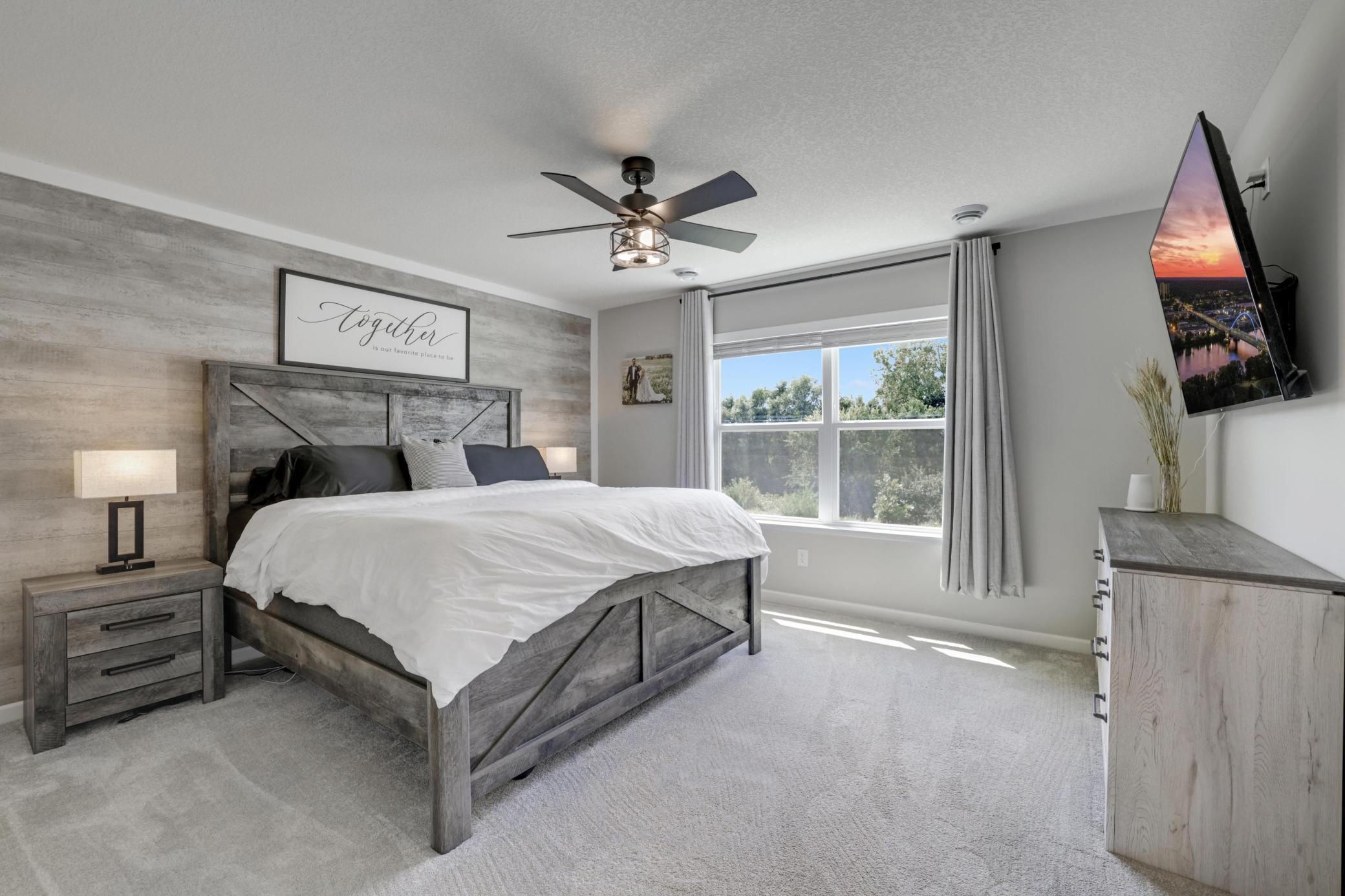 Spacious upper level primary bedroom!