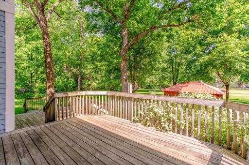 Expansive deck offers seamless access to the home and ample space for outdoor entertaining.