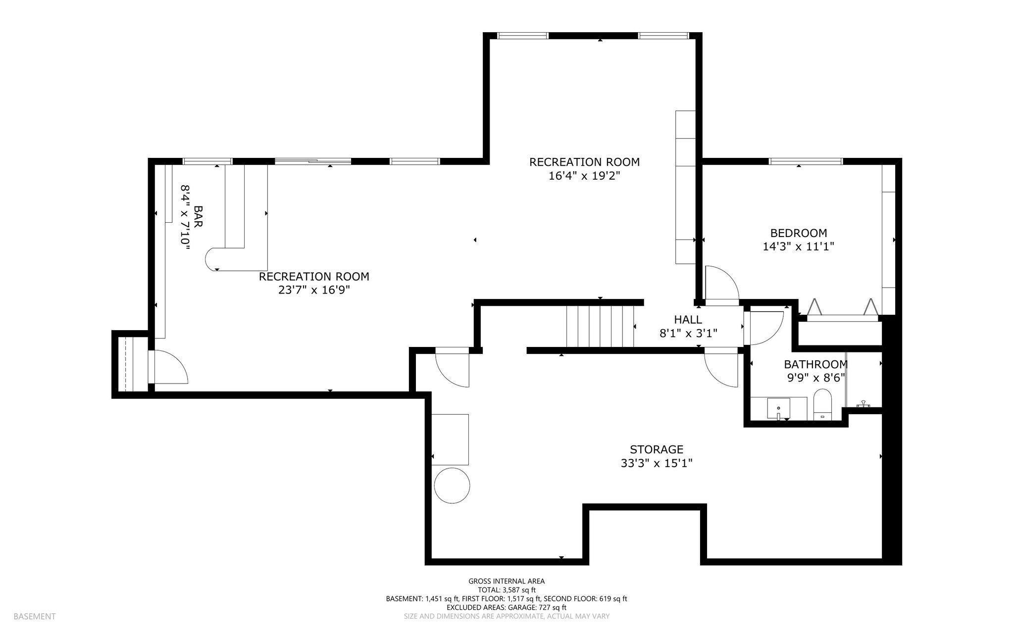 Lower level floor plan