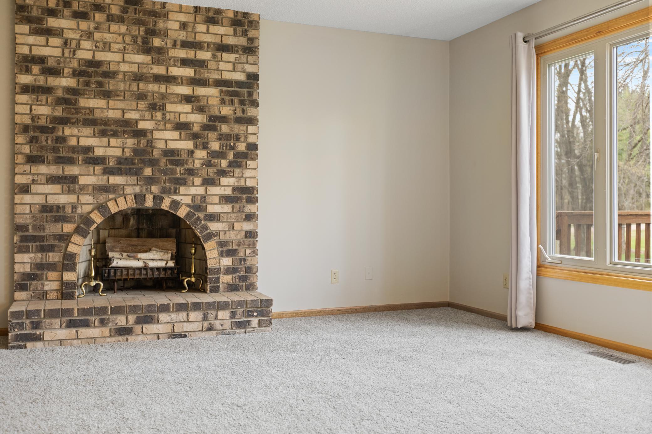 Wood burning fireplace in Living Room