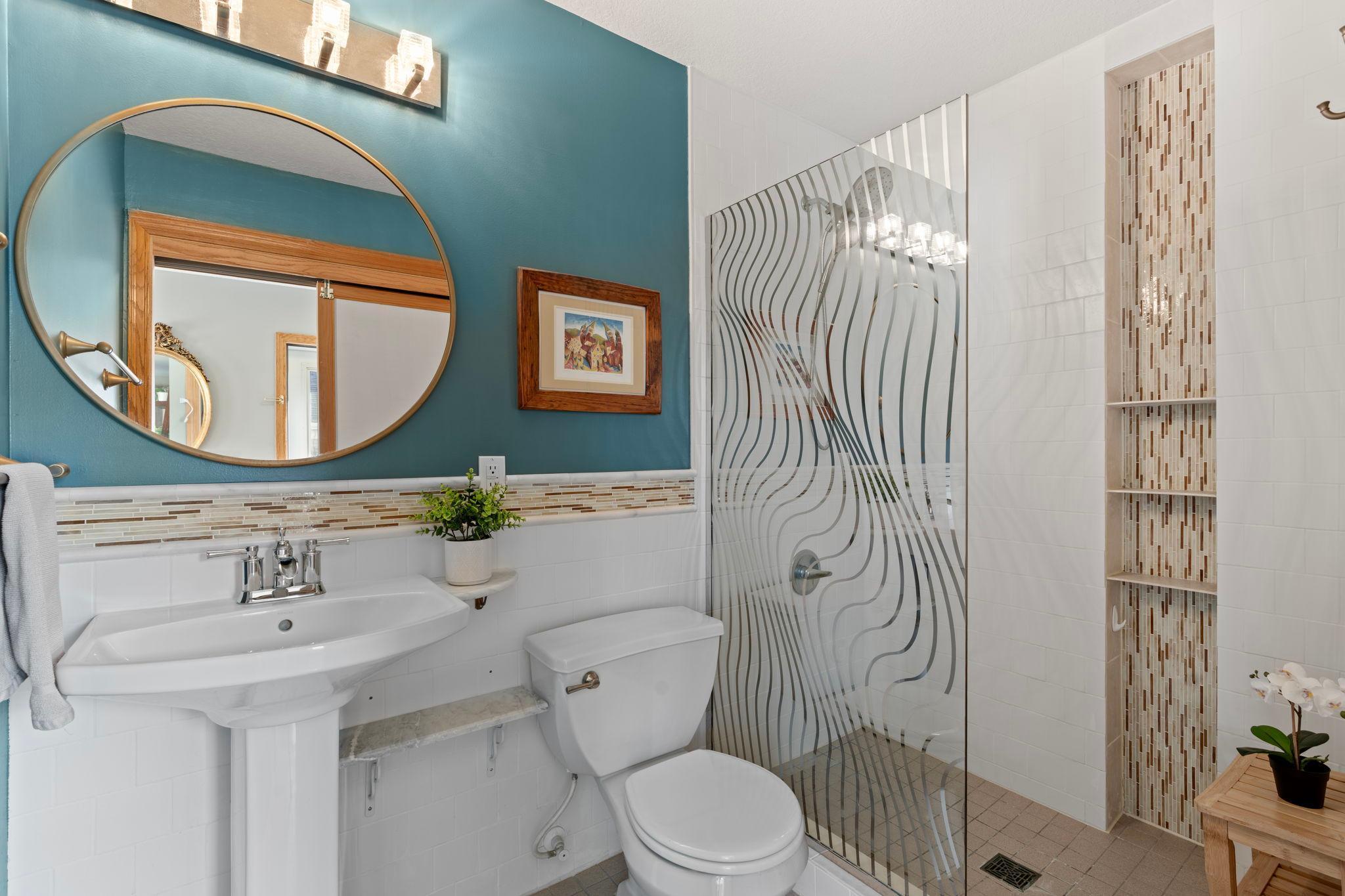 Convenient main level 3/4 bathroom.