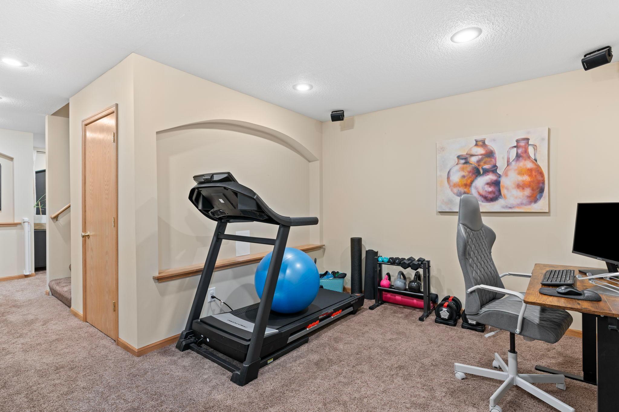 Flexible bonus area suitable for a home office, hobby space, workout area, or storage.
