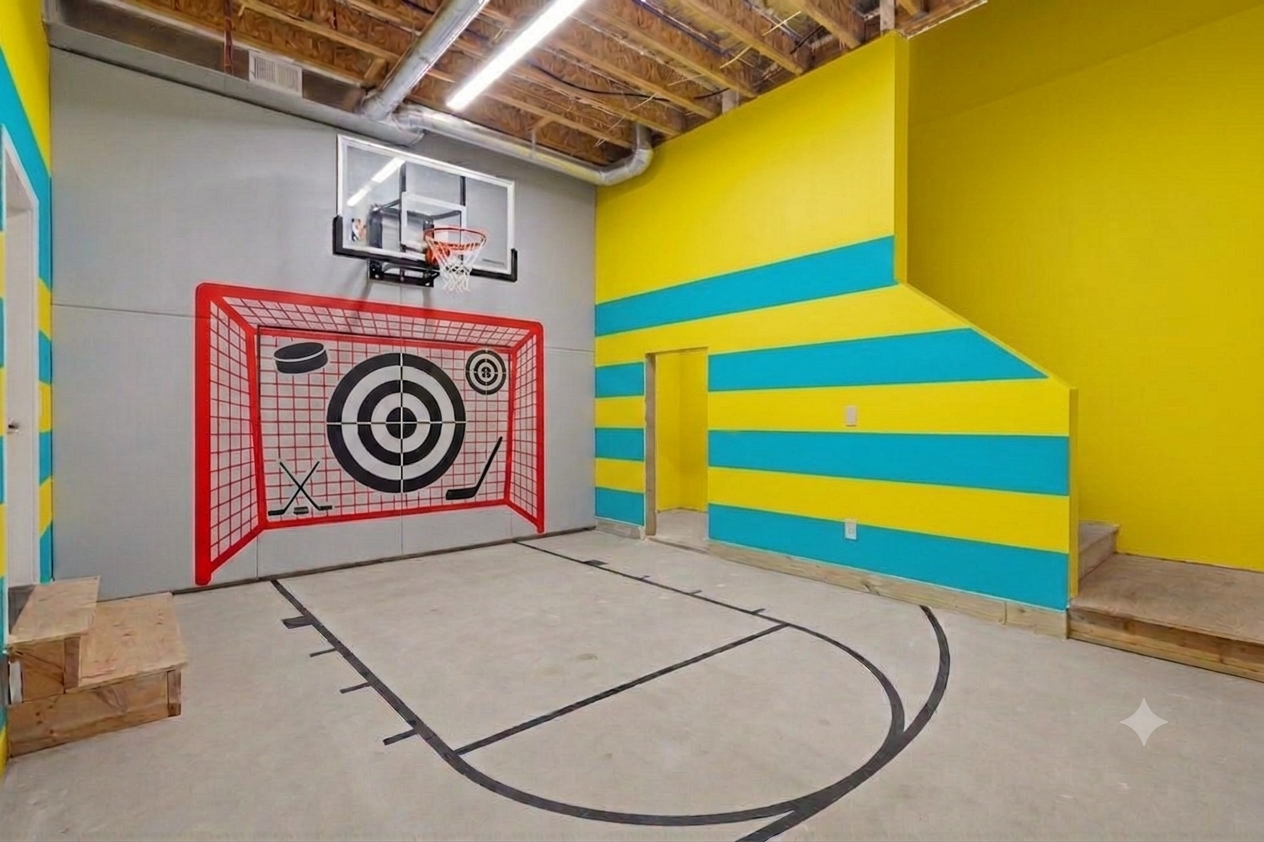 Heated storage garage shown virtually painted and designed.