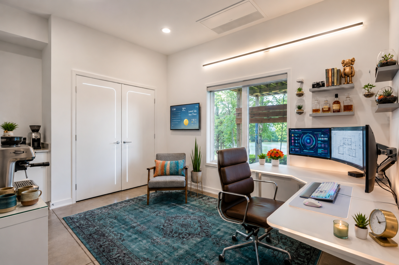 Virtually staged lower level bedroom/office.