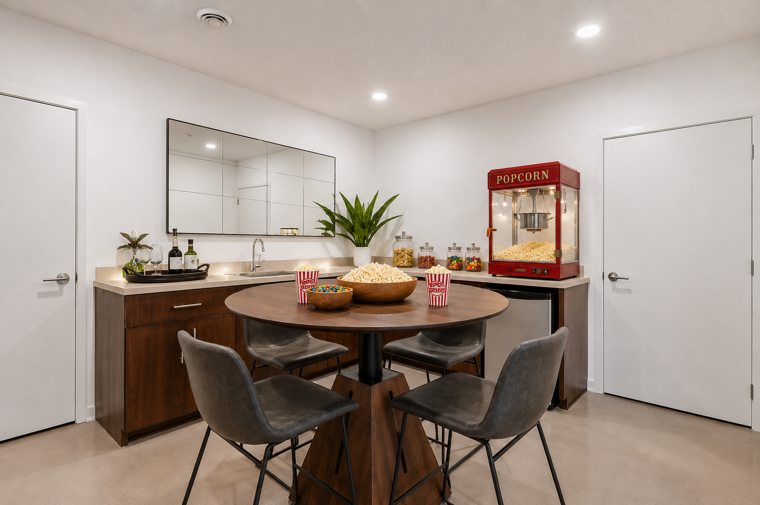 Wet bar area virtually staged.
