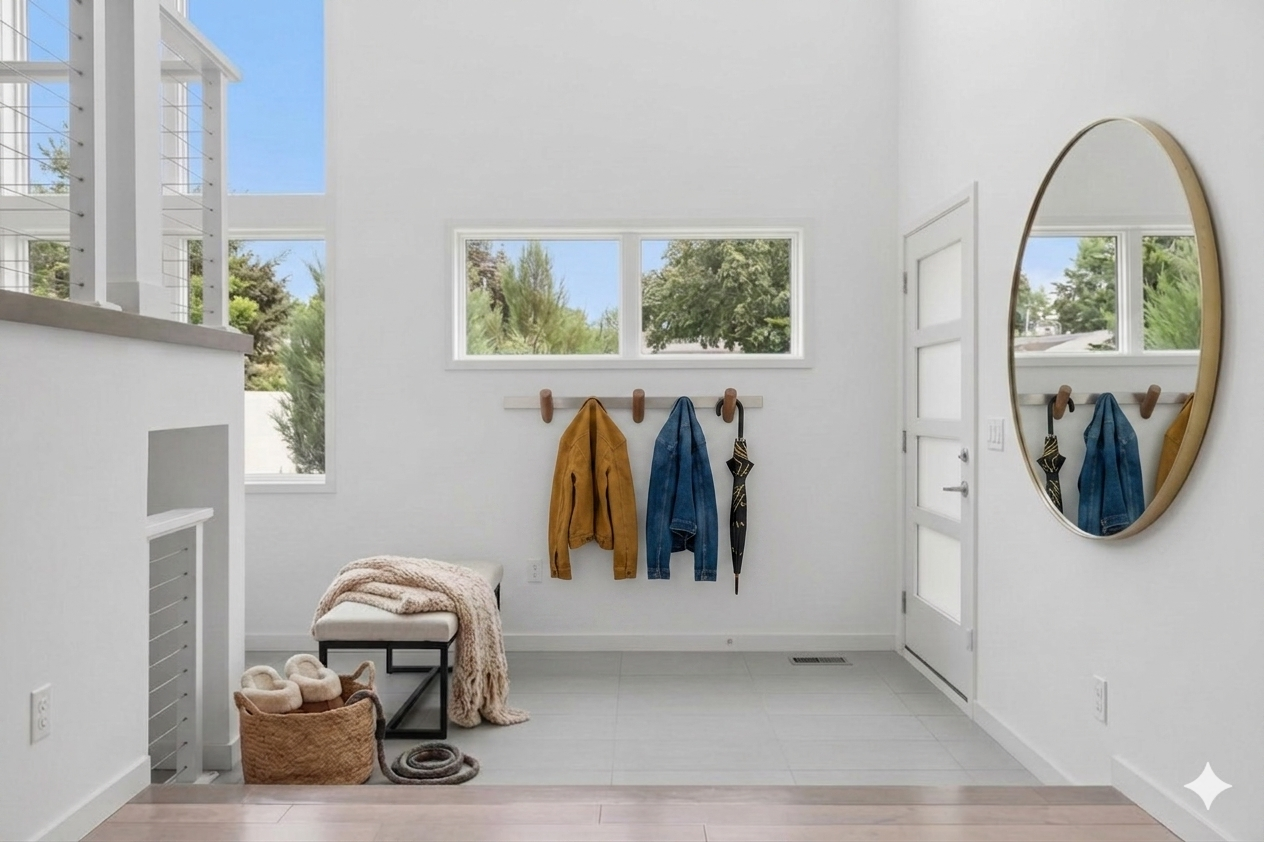 Entryway with virtual staging.