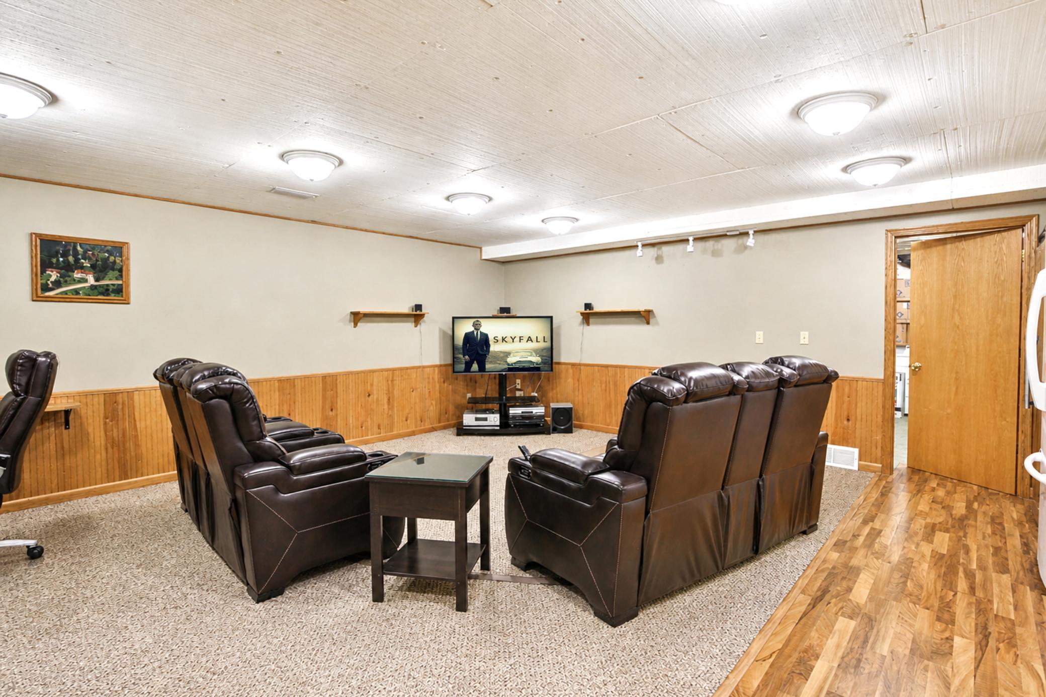 Media room in the lower level