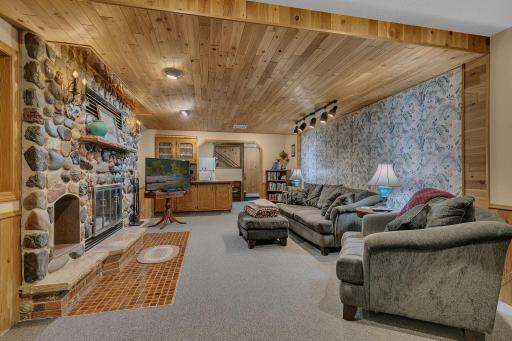 Lower Level Family Room with Stone Fireplace!